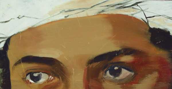 Up close painting the the eyes of Osama Bin Laden